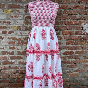 Vestido Estampado a Mano, Hecho en India, Vestido de Algodón con Estampado en Bloque, Vestido Ajustable para Mujer, Regalo para Ella - Product Image 1