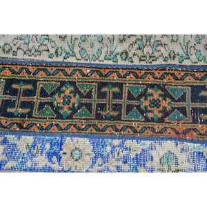 Alfombra Turca de 2.2x5.9 pies, Alfombra Marroquí Vintage de Lana, Diseño de Patchwork Ecológico con Respaldo de Látex, Alfombra Tradicional Azul - Product Image 5