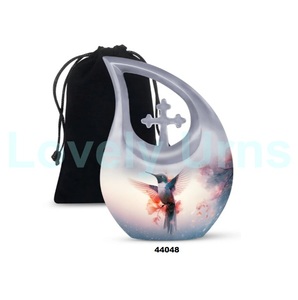 Venta caliente de alta calidad hermosa gota de lágrima colibrí cremación urna conmemorativa para cenizas humanas con bolsa de terciopelo gratis - Product Image 4