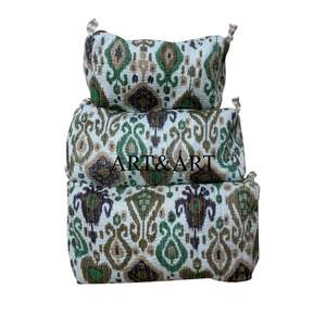 Stylish Bohemian Cotton <b>Quilted</b> Eco-Friendly Tassel Pattern 3 Pouch Set Travel Organizer Cosmetic <b>Bag</b> Set Zipper Wholesale - Product Image 2