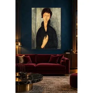 Impresión en Lienzo del Retrato de una Mujer con Ojos Azules de Fida Modigliani - Product Image 1
