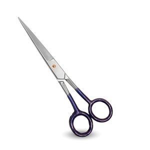THT Wears Large Stainless Steel Hairdressing Scissors <b>Barber</b> Salon Cutting Shears Straight <b>Blade</b> Purple Coated Handles - Product Image 1