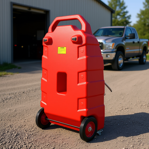 Brand New Portable 32 Gallon Fuel Caddy On Wheels 12V DC Pump Diesel <b>Gasoline</b> 8.2 Ft Hose 7L Min For Trucks Lawn Mowers - Product Image 2
