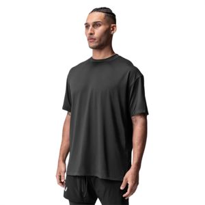 Camiseta de entrenamiento de gran tamaño de Color sólido, camiseta de gimnasio de rendimiento, camiseta de entrenamiento atlético de secado rápido antimicrobiana que absorbe el sudor - Product Image 2