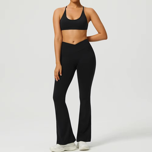 Ensemble de yoga 2 pièces tenues de sport décontractées femmes survêtement de fitness Leggings de gymnastique entraînement soutien-gorge de sport vêtements de sport Logo avant - Product Image 3