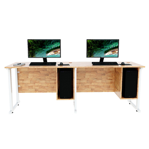 CDS002 Wooden Computer Table Office <b>Desk</b> with CPU <b>Shelf</b> for 2 People for Bedroom Hotel or Bathroom Use Features Storage - Product Image 4