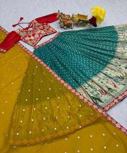 CRÉATEUR MONO SOIE BRODERIE TRAVAIL LEHENGA CHOLI AVEC DUPATTA MARIAGE VÊTEMENT DE GROS VÊTEMENT ETHNIQUE RANI COULEUR CRÉATEUR - Product Image 6