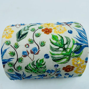 Boîte de rangement à bijoux rectangulaire en forme de dôme personnalisée, en tissu de coton, avec un design perlé, avec un porte-bague pour colliers et cosmétiques - Product Image 1