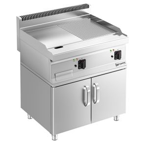 Plaque de cuisson électrique commerciale - 7,1 kW - Plaque lisse/côtelée (moitié sur moitié) - Zone de cuisson : 795x535 mm - Avec base de rangement - 2 portes - Product Image 6