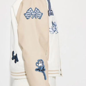 2023 Custom Baseball Bomber <b>Jacket</b> Men 100% Cotton Stand Collar Winter Multiple Embroidery <b>Patch</b> - Product Image 6