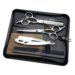 Kit de ciseaux de coiffure professionnel léger, édition premium noir et bleu, ultra-affûté, pour salon de coiffure - Product Image 1