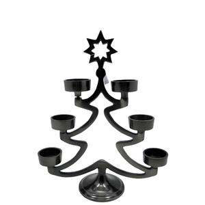 Decoración del hogar Vela de aluminio Soporte de Adviento Portavelas de níquel negro para decoraciones de iluminación de Navidad - Product Image 1