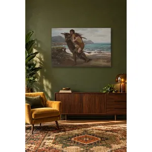 Fida Elihu Vedder Peinture sur toile représentant un pêcheur portant une sirène - Product Image 3