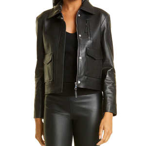 Veste en cuir véritable matelassée respirante de haute qualité pour femme, coupe-vent avec doublure polaire, couleur personnalisable, vente en gros - Product Image 1