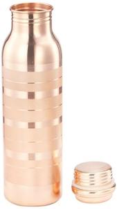 Botella de cobre artística Zig Zag Line Botella de agua elegante y elegante perfecta para hidratación Viajes Yoga Oficina Gimnasio DE LA India - Product Image 2
