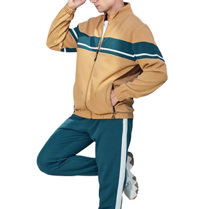 Ensemble survêtement solide d'hiver 100% coton pour hommes 2 pièces pantalons décontractés à capuche zippé respirant écologique - Product Image 3