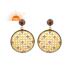 Último diseño hecho a mano 18K chapado en oro Natural Cz y Hydro Pink piedras preciosas pendientes colgantes Demi fabricante de joyería fina - Product Image 1