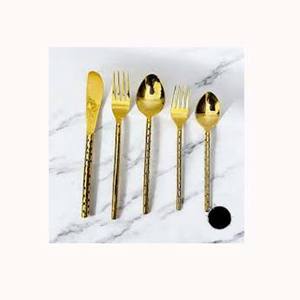 Nouveau Personnaliser brillant Or Nickle Couverts Élégant En Acier Inoxydable Avec Long Manche Rond Couverts - Product Image 1