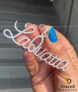 Envoûtant Personnalisé Lettre Hip Hop Glacé Bling Pendentif Rond Brillant Moissanite Diamants 10K Or Blanc Pour Hommes D Incolore - Product Image 2