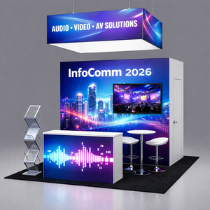 10x10背光贸易展摊位灯箱铝制展览摊位模块化展示摊位带塔式储物空间，适用于信息通信行业 - Product Image 1