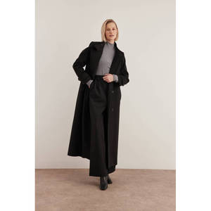 Cappotto Autunnale Nero con Collo alla Coreana e Maniche Staccabili - Product Image 2