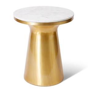 Mesa auxiliar redonda moderna de metal dorado con diseño cilíndrico texturizado, muebles de lujo con acento para sala de estar, dormitorio, esquina de sofá - Product Image 2