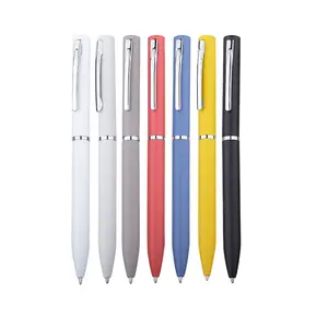 Twistable Promotional Slim Popular Custom Cheap Advertising New Hot Sale White Metal Pen Slim Twist Ballpoint Pen