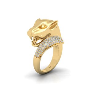 Anillo de cóctel SHREYA DIAM con cabeza de animal, perla de agua dulce y moissanita en plata 925 con engaste pavé para uso unisex en fiestas - Product Image 3