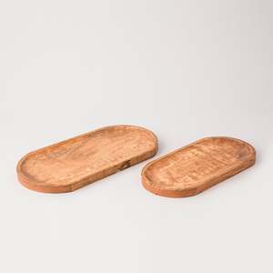 Juego de 2 bandejas para servir bebidas de madera con mango giratorio - Product Image 1