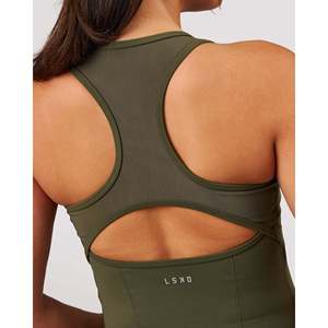 Aura Mesh Shelf Bra Tank-Pure Olive - Product Image 4