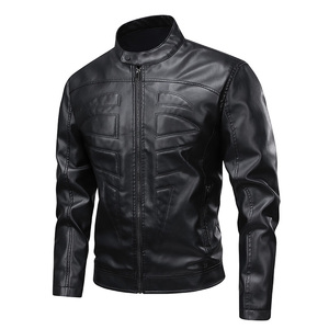 Chaquetas de cuero personalizadas con cierre de cera Faux Biker Riding Motorcycle Moto hombres chaqueta de cuero para hombres - Product Image 5