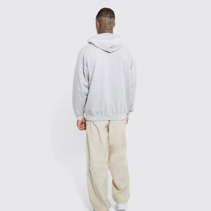 100% Polyester 400 GSM poids lourd en détresse acide lavé solide écologique à capuche blanc hommes Zip à capuche Vintage hiver complet - Product Image 6