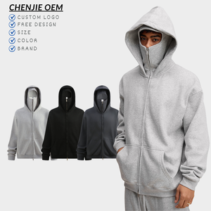 Máscara Ninja personalizada nueva Sudadera con capucha de invierno doble sombrero sólido prendas de vestir pasamontañas con cremallera hombres mujeres nueva Sudadera con capucha - Product Image 1