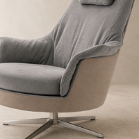 Fauteuil pivotant à dossier haut personnalisé avec appui-tête, fauteuil rembourré gris pour salon, chambre à coucher, hôtel