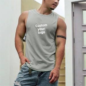 Customized Logo Print <b>Men's</b> Sleeveless Muscle Training Tank Top Cotton/Bamboo Breathable Fitness <b>Vest</b> for Workout - Product Image 5