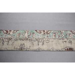 Vintage Turkish Rug 1.4x5.3 ft (43x161 cm), <b>Brown</b> <b>Wool</b> Rug - Product Image 3