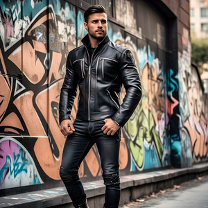 Men Vintage Genuine Leather Motorbike Racing <b>Jacket</b> Fashion Designer <b>Boy</b> Classic Biker <b>Jacket</b> Motorcycle Pu Faux Leather <b>Jackets</b> - Product Image 5