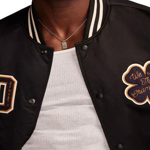 Patchs brodés en laine de qualité supérieure Veste universitaire marron foncé pour hommes Letterman College Baseball Bomber Varsity Jacket - Product Image 4