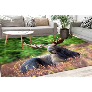 Alfombra con Estampado de Alce, Alfombra para Sala de Estar, Decoración para Cuarto de Hombre, Alfombra Delgada No Tejida - Product Image 3