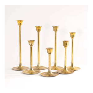 Juego de 5 soportes para velas de aluminio con acabado dorado de latón, accesorios de decoración para el hogar y la fiesta de boda, nueva colección - Product Image 6