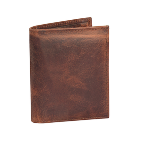 Retro Distressed Leather Folding Wallet for Men Triple Section Card Organizer <b>ID</b> Display Sleeve Currency <b>Holder</b> Compact Pocket A - Product Image 1