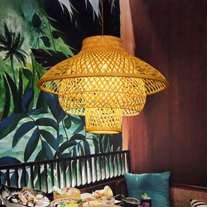 Luminaire de plafond en bambou, cage décorative, adapté aux projets d'éclairage personnalisés, sans composants électriques inclus - Product Image 6