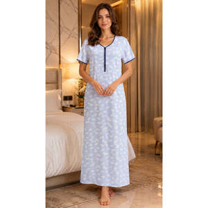 Chemise de nuit en tissu de luxe TENCEL Bamboo, ultra-douce, soyeuse, respirante, écologique, durable, boutonnée avec un nœud, notre modèle le plus confortable - Product Image 4