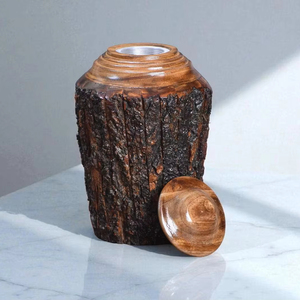 โกศไม้สไตล์อเมริกันสำหรับใส่เถ้ากระดูกการเผาไหม้ที่ซับซ้อนดีไซน์แบบขัดมัน - Product Image 1