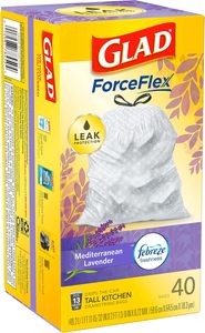 ถุงขยะ Glad Trash Bags, ForceFlex Tall Drawstring Garbage Bags, ขนาด 13 แกลลอน สีขาว สำหรับถังขยะในครัวทรงสูง, Mediterranean - Product Image 5