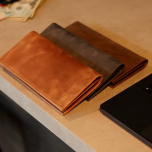 Portefeuille d'affaires en cuir véritable unisexe, mince et durable, couverture de blocage RFID, long support de téléphone avec fil pour tous les jours - Product Image 2