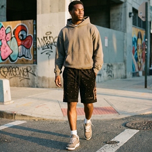 Pantalones Cortos Deportivos para Hombre, de Poliéster/Algodón, con Cierre de Cordón, Resistentes al Viento, Bordado con Pedrería, Estilo Urbano, Corte Cuadrado, Casuales, para Gimnasio - Product Image 5