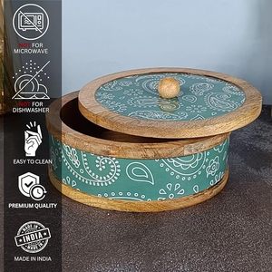 กล่องไม้สำหรับใส่จาปาตีพร้อมฝาปิด สำหรับการจัดโต๊ะอาหารที่สวยงามและมีประโยชน์ กล่องเก็บจาปาตีไม้แท้ ราคาดีที่สุด - Product Image 5