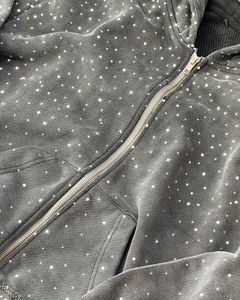 Sweat à capuche zippé et personnalisable pour hommes, surdimensionné, avec strass, pour l'hiver, fabricant OEM/ODM - Product Image 4