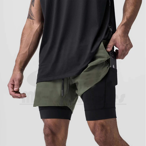 Pantalones Cortos Deportivos 2 en 1 de Poliéster de Doble Capa con Logotipo Personalizado OEM, Venta Caliente 2026, Bajo MOQ, Fabricante - Product Image 1